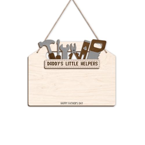 DIY Daddy's Little Helpers Tool Box Craft Plaque Baby Handprint Gifts for Mechanic Dad
