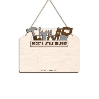 DIY Daddy's Little Helpers Tool Box Craft Plaque Baby Handprint Gifts for Mechanic Dad