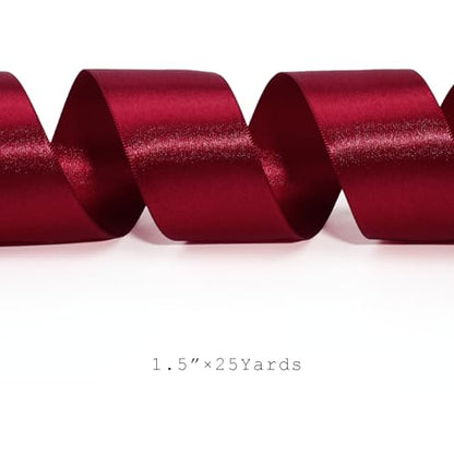 Burgundy Satin Ribbon 1.5 Inch 25 Yards