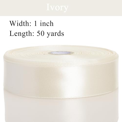 1 Inch Ivory Solid Satin Ribbon for Gift Wrapping