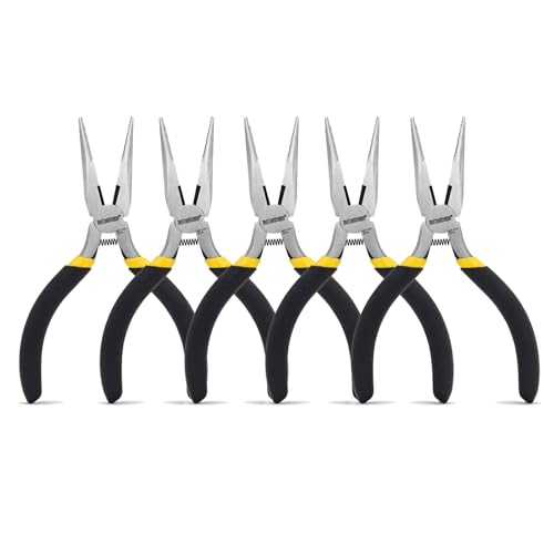 5 Inch Small Needle Nose Pliers Mini Jewelry Plier 5 Pack (5 Count)