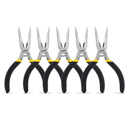 5 Inch Small Needle Nose Pliers Mini Jewelry Plier 5 Pack (5 Count)