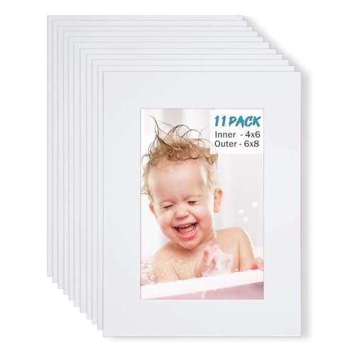 6x8 White Picture Mats Pack of 11