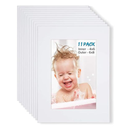 6x8 White Picture Mats Pack of 11