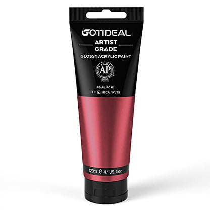 Metallic Acrylic Paint Pearl Rose Red Tubes (4.1 Fl Oz)
