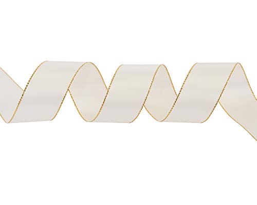 1" Inch Double Faced Satin Ribbon 25 Yards with Gold Edges