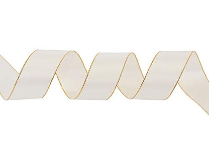 1" Inch Double Faced Satin Ribbon 25 Yards with Gold Edges