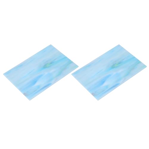 2 Pcs Stained Glass Sheet Mosaic Tile 7.9 Inch x 5.9 Inch Teal Stained Glass Sheets for Crafts DIY Art Project
