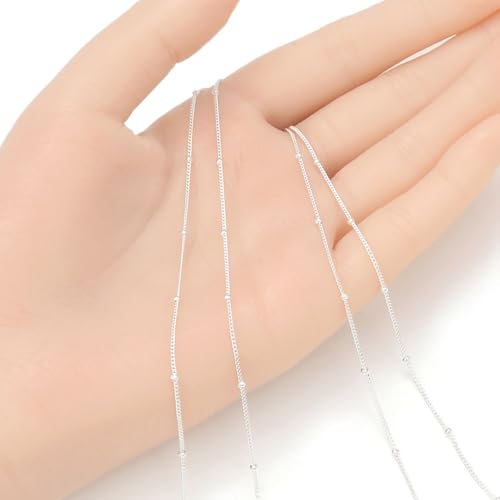 10 Feet Real Sterling Silver 1.8mm Beaded Curb Chain Link Findings