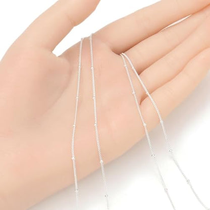 10 Feet Real Sterling Silver 1.8mm Beaded Curb Chain Link Findings