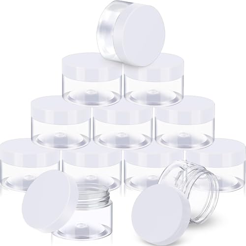 12 Pack 4 oz Plastic Container Jars with Lids Round Clear Travel Cosmetic Container Jars for Toiletries (12 Count)