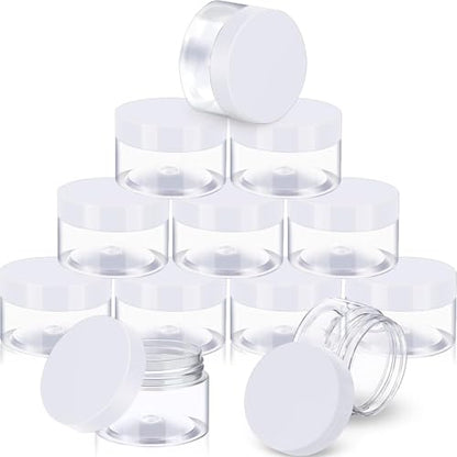 12 Pack 6 oz Plastic Container Jars with Lids Round (72 Count)