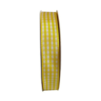 Yellow Gingham Plaid Checked Ribbon 25 Yards Each Roll 100% Polyester (75 Foot)