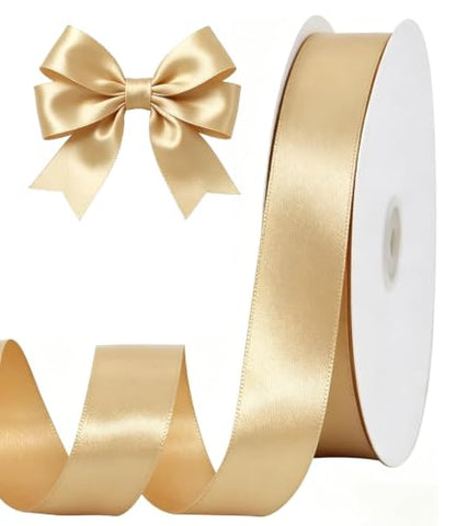 1 Inch x 100yds Gold Satin Ribbon for Christmas Craft Gift Wrapping