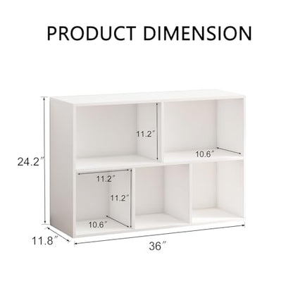 Wooden 5 Cube Storage Organizer with Closed Back Panel