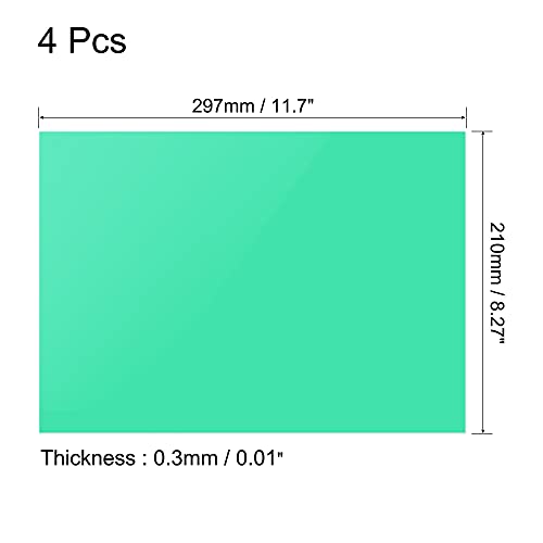 4Pcs A4 Gel Light Lighting Filter Overlay Transparent Color Correction Plastic Vinyl PVC Sheets Photography Television Green