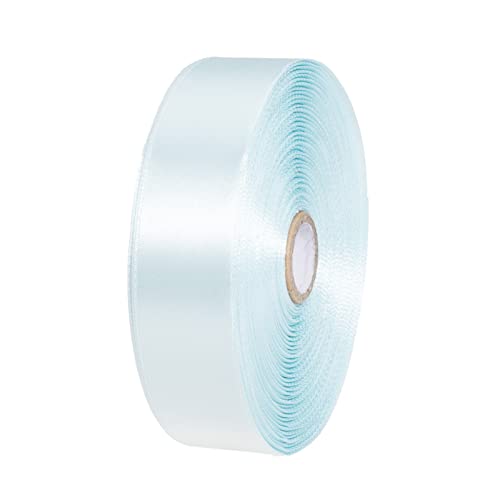 1 Inch Light Blue Solid Satin Ribbon for Gift Wrapping