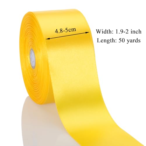 2 Inch Yellow Solid Satin Ribbon for Gift Wrapping