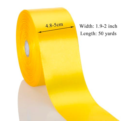2 Inch Yellow Solid Satin Ribbon for Gift Wrapping