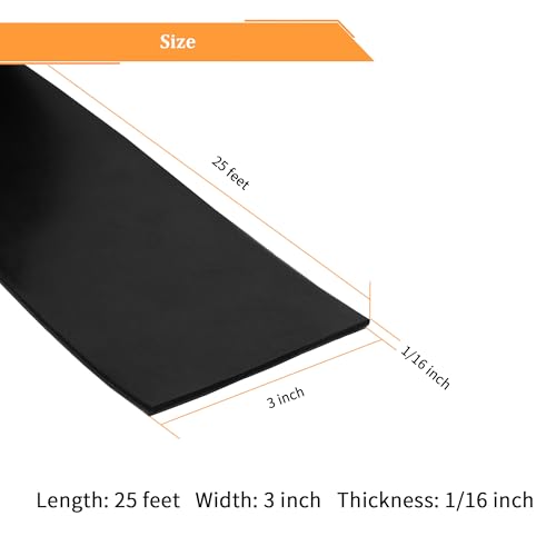 Solid Neoprene Rubber Strips with Adhesive Backing 1 (25 Foot)