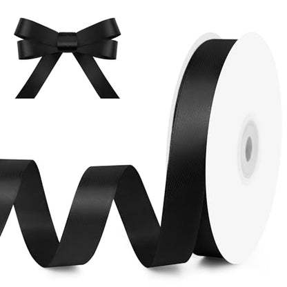 5 8" x 50 Yards Black Satin Ribbon Crafts Gift Wrapping (150 Foot)