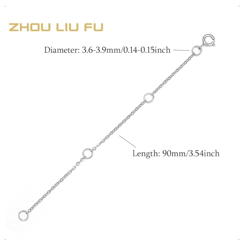 18K 750 Real White Gold Extender for Necklace Bracelet Anklet Extenders for Jewelry Gold Extension for Women Men Durable Adjustable Chain Accessories 3.54Inch