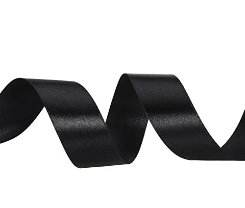 1 Inch Black Solid Satin Ribbon for Gift Wrapping (150 Foot)