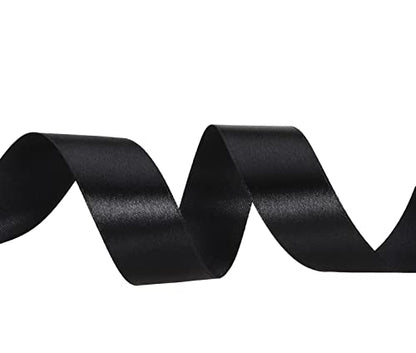 1 Inch Black Solid Satin Ribbon for Gift Wrapping (150 Foot)