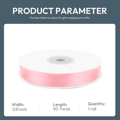 5 8" x 50 Yards Pink Satin Ribbon Crafts Gift Wrapping