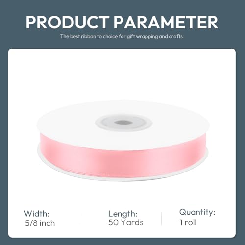 5 8" x 50 Yards Pink Satin Ribbon Crafts Gift Wrapping