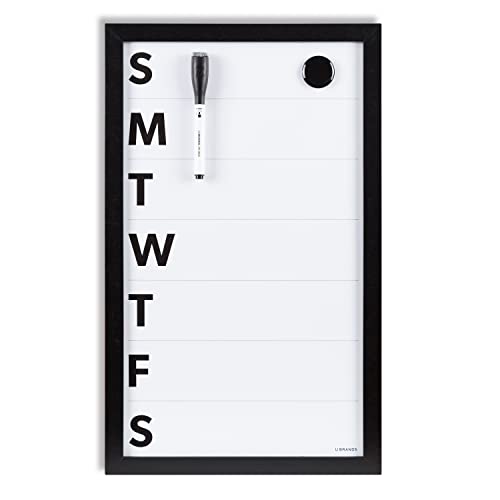 Framed Magnetic Weekly Calendar Dry Erase White Board