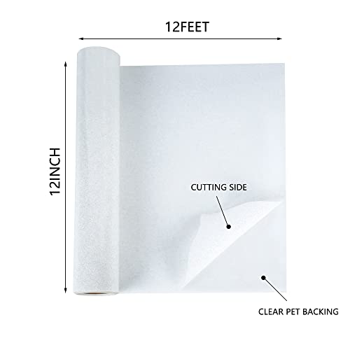 HTV Glitter White Iron on Vinyl 12Inch by 12ft Roll HTV Heat Transfer Vinyl for T