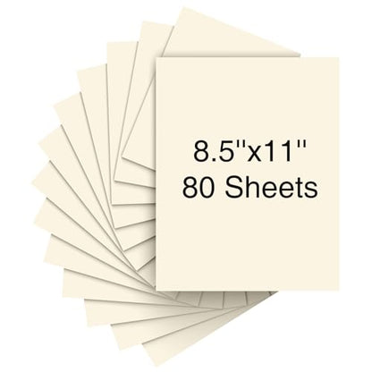 Cardstock 8.5 x 11 Inch 80 Sheets 190 gsm Heavyweight Card Stock Paper Off White Cardstock Printer Paper Perfect for Wedding Invitations (80 Count)