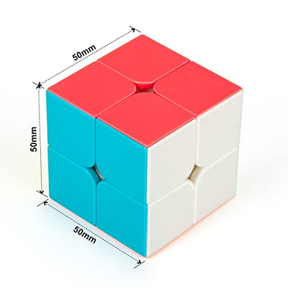 Stickerless 2x2 Speed Cube with Stand & Guide for Kids & Adults