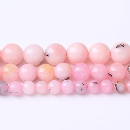 45PCS 8MM Natural Pink Opal Stone Beads for Jewelry Making DIY Energy Stone Healing Power Bracelet 16"