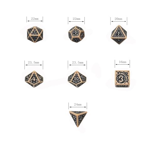 Retro Polyhedral Dice Sets with Pouches for D&D DND RPG MTG Dungeon and Dragons Table Board Roll Playing Games D4 D6 D8 D10 D% D12 D20