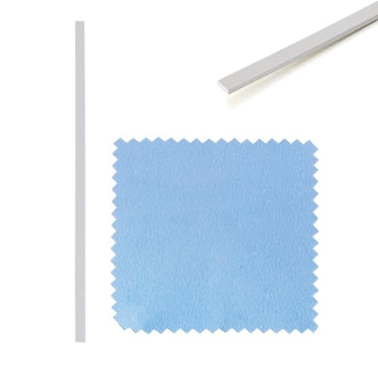 1pc 925 Sterling Silver Flat Wire 3x1mm Rectangle Bezel Strip 0.3 Feet Dead Soft Metal Wire with 1pc Cleaning Cloth for Stone Cabochon Rings Bangles Jewelry Making