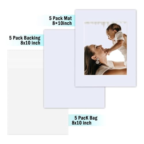 Pack of 5 White Mat Board Pre