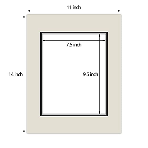 5 Pack Double mat 11x14 for 8x10 Photo Grey Over Black