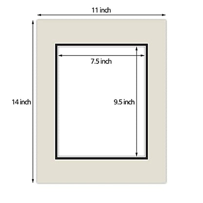 5 Pack Double mat 11x14 for 8x10 Photo Grey Over Black