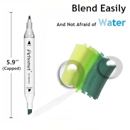 6pcs Green Forest Trees Grass Colors Alcohol Markers Set (6 Count)