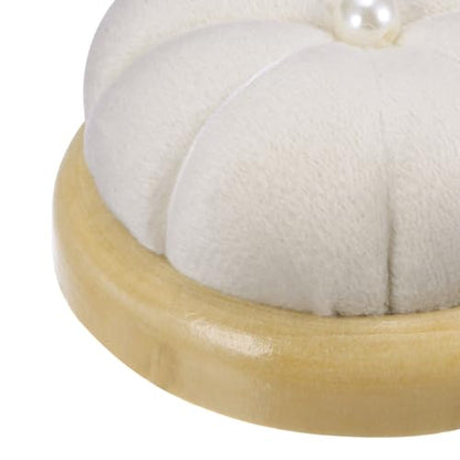 Wooden Base Pin Cushion Japanese Style Cute Needle Holder Pincushions Round for Sewing Quilting Needlework DIY Crafts