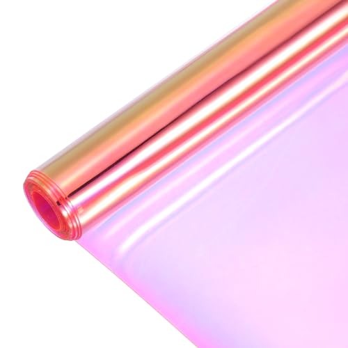Holographic Clear PVC Vinyl Film Holographic PVC Fabric Waterproof Dichroic Film 12 x 48 Inch for Handbags Bows Earrings DIY Craft