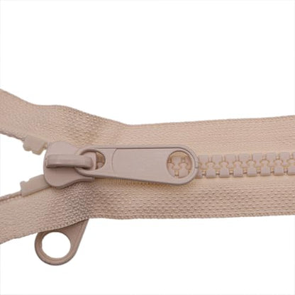 2PCS #10 36 Inch Heavy Duty Zippers for Sewing Separating Large Plastic Zippers Beige Tape with Double Pull Tab Slider (2 Count)