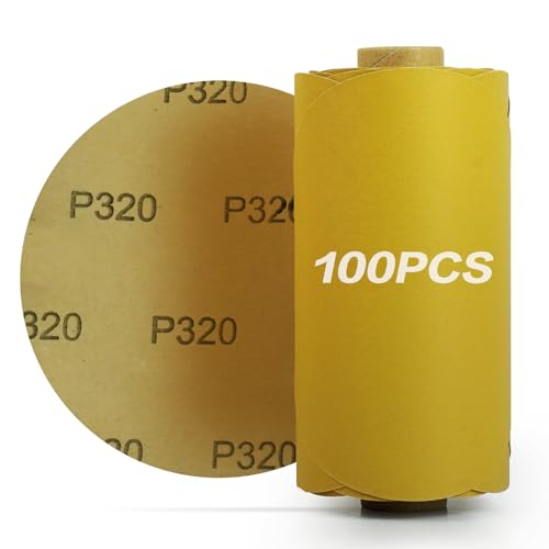PSA Sanding Discs 6 Inch Adhesive Backed Sandpaper 100 Pack 320 Grit Self Adhesive Sanding Discs for DA Sander Self Stick for Wood (100 Count)