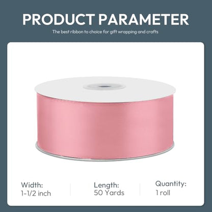 1-1/2" x 50 Yards Pink Satin Ribbon Crafts Gift Wrapping