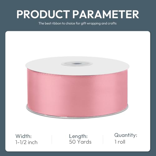 1-1/2" x 50 Yards Pink Satin Ribbon Crafts Gift Wrapping