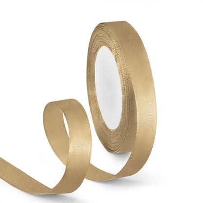 5 8 Inch 25 Yards Satin Ribbon Champagne Gold