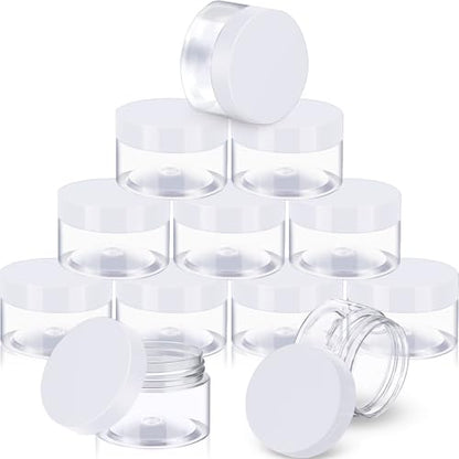 12 Pack Small Plastic Containers with Lids Clear Plastic Favor Storage Jars Wide Mouth for Beauty Products (24 Count)