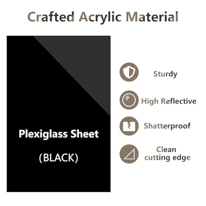 5" x 7" Black Plexiglass Sheets 12 Pack 0.04 Inch Cast Acrylic Sheet Thick for DIY Craft Projects